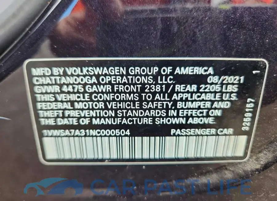 1VWSA7A31NC000504# 12