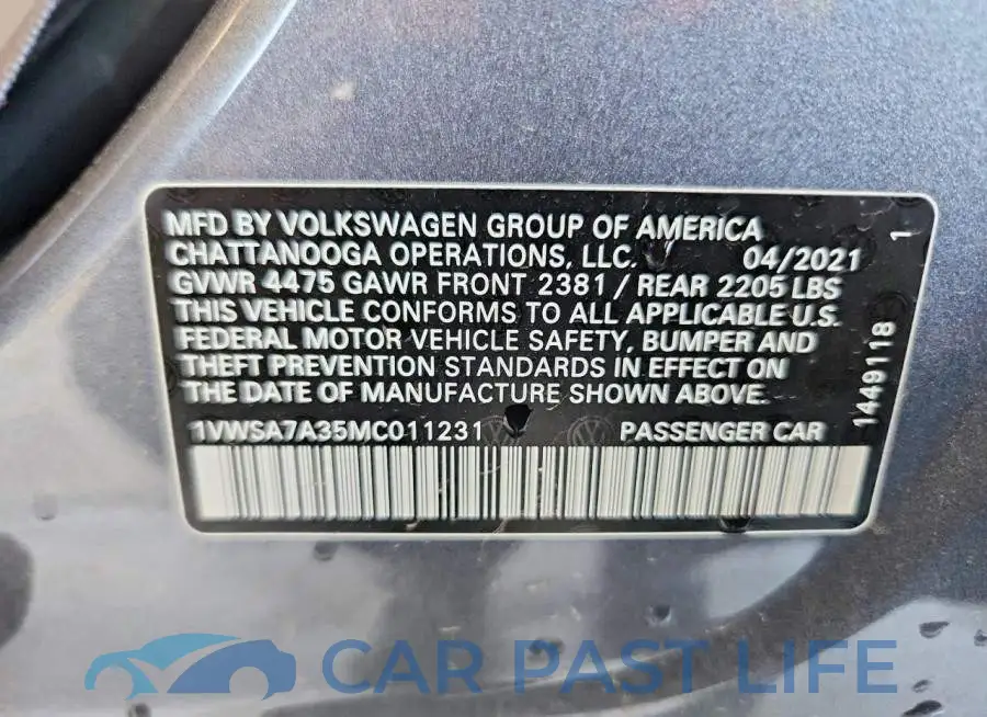 1VWSA7A35MC011231# 12