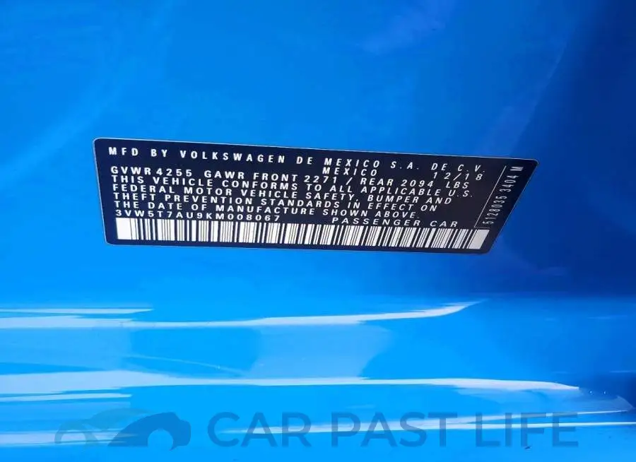 3VW5T7AU9KM008067# 12