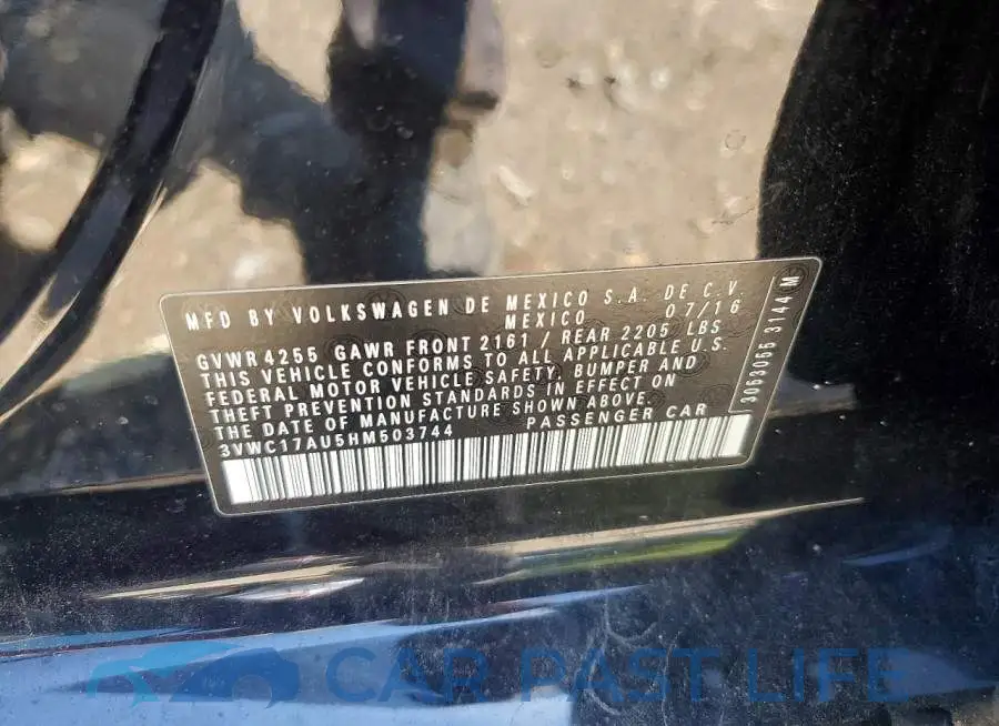 3VWC17AU5HM503744# 12