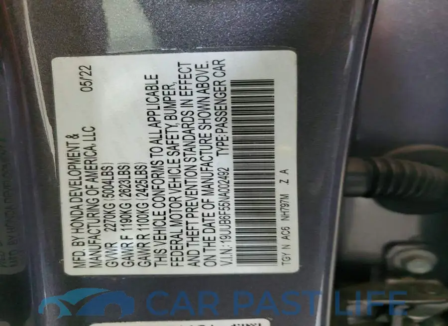 19UUB6F55NA002492# 12