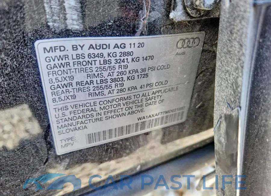 WA1AXAF77MD021897# 13