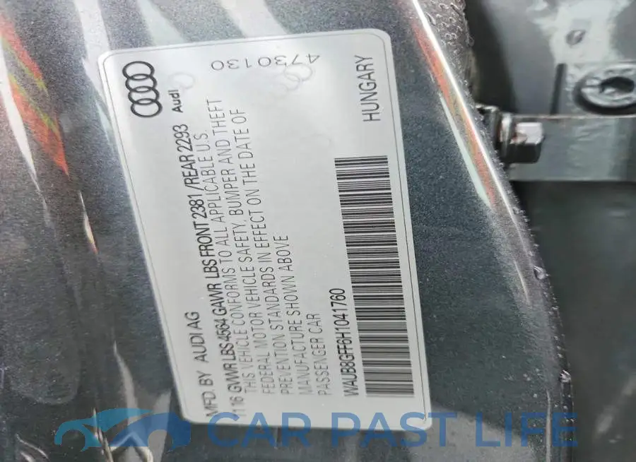 WAUB8GFF6H1041760# 12