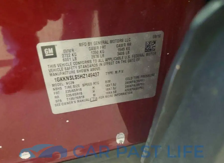 1GKKNSLS5HZ149437# 13