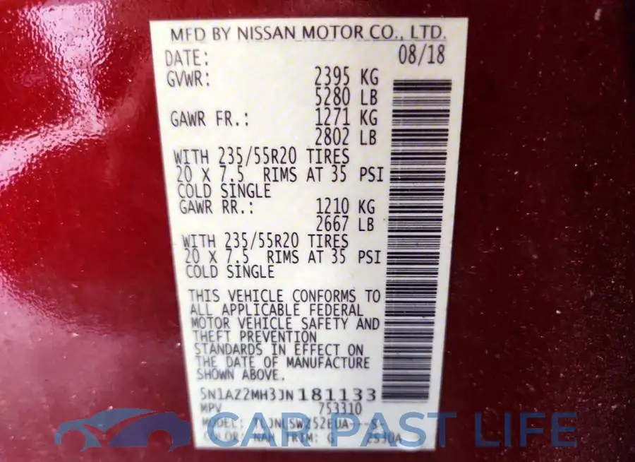 5N1AZ2MH3JN181133# 14