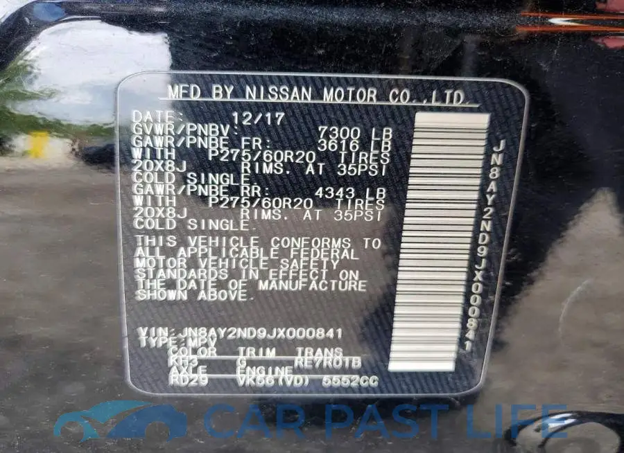 JN8AY2ND9JX000841# 13