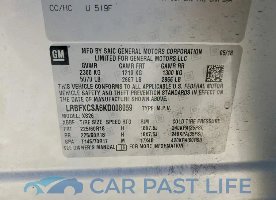 LRBFXCSA6KD008059# 13