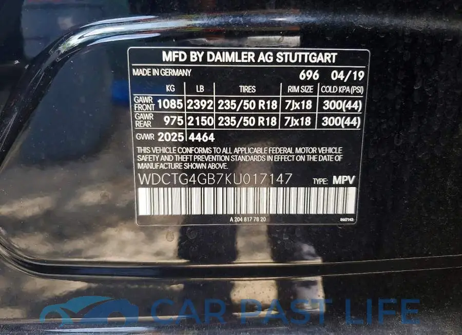 WDCTG4GB7KU017147# 13