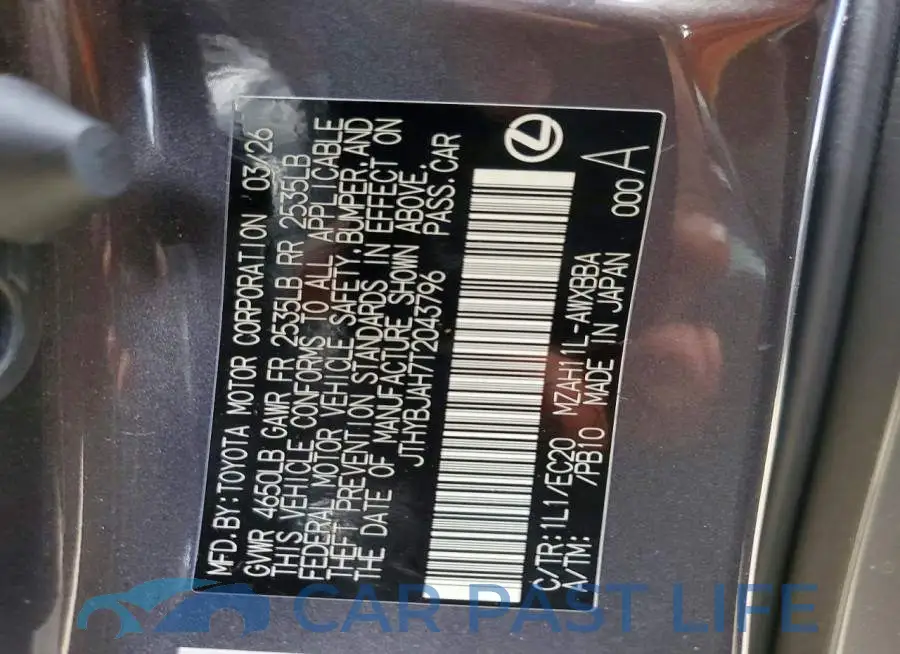 JTHYBJAH7T2043796# 12