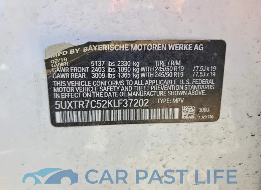 5UXTR7C52KLF37202# 13