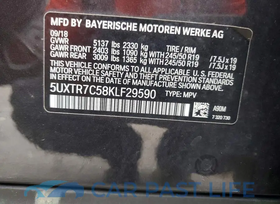 5UXTR7C58KLF29590# 12
