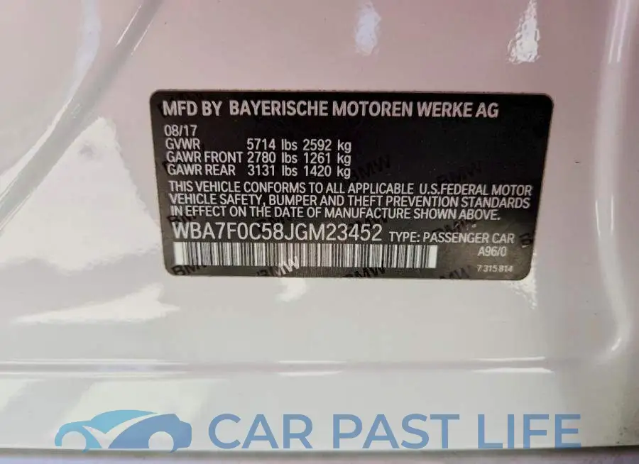 WBA7F0C58JGM23452# 12