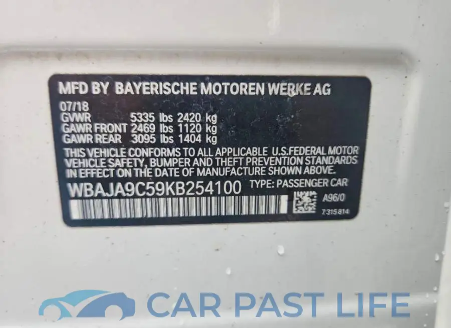 WBAJA9C59KB254100# 13