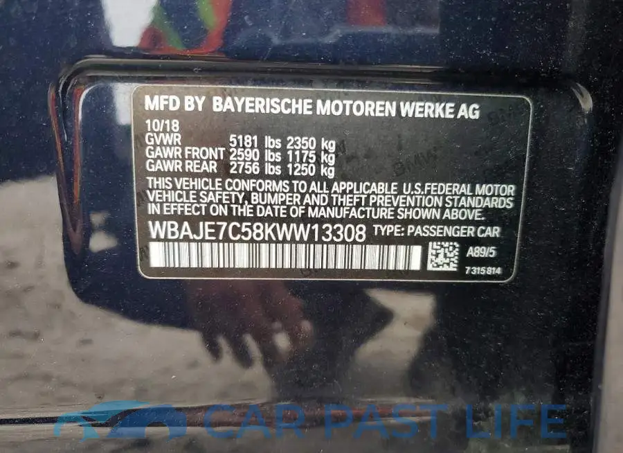 WBAJE7C58KWW13308# 13