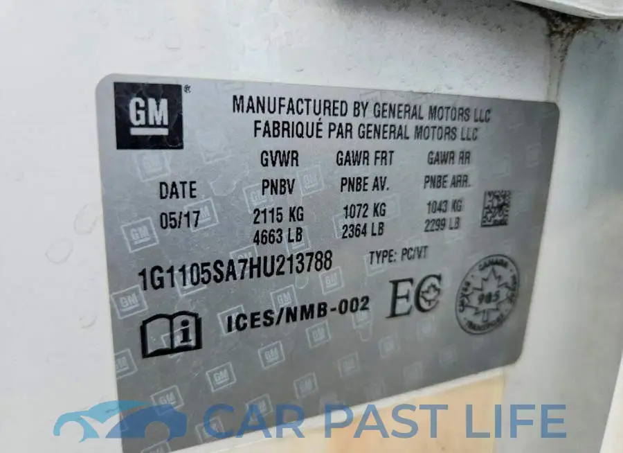 1G1105SA7HU213788# 12