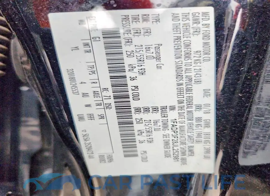 1FADP3F28JL252981# 12