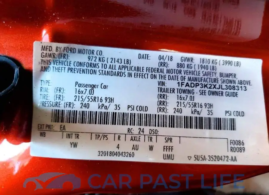 1FADP3K2XJL308313# 13