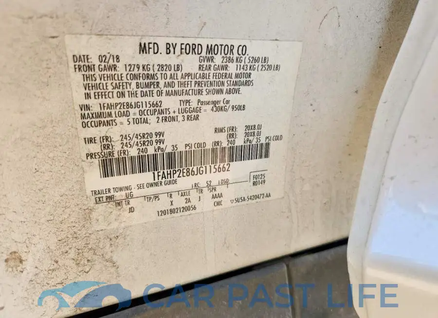 1FAHP2E86JG115662# 13