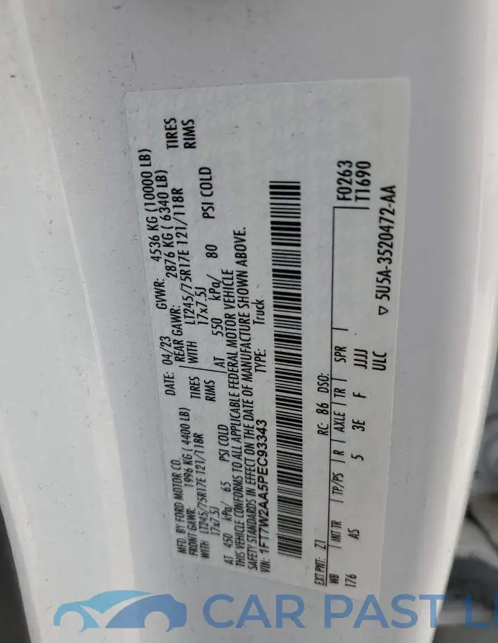 1FT7W2AA5PEC93343# 12