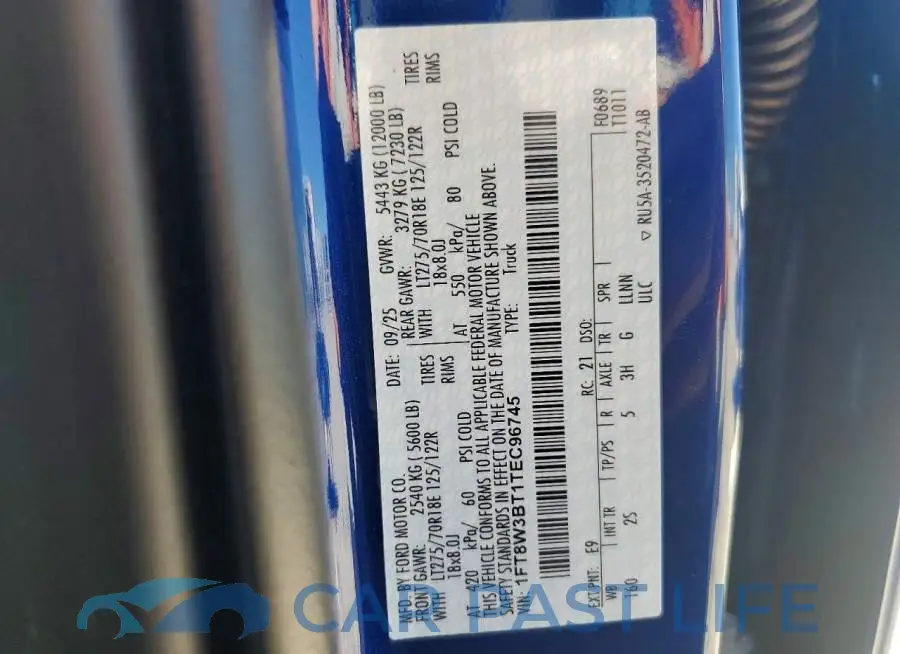1FT8W3BT1TEC96745# 12
