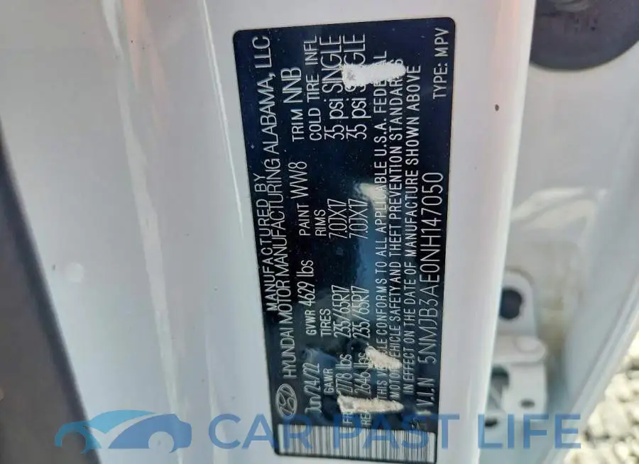 5NMJB3AE0NH147050# 13