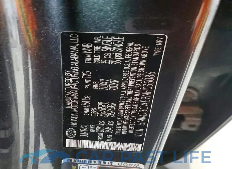 5NMJBCAE9NH035086# 13