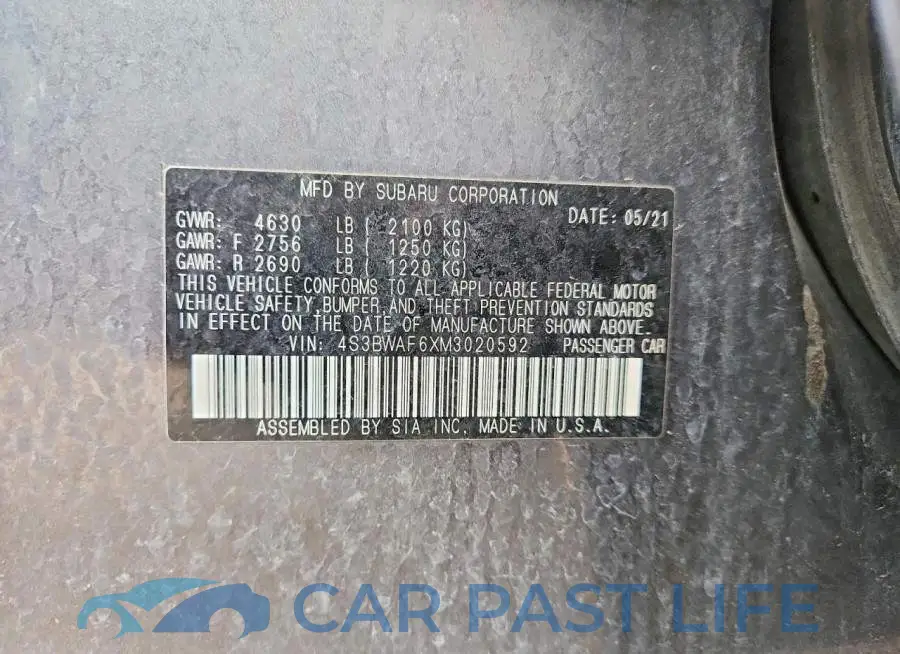 4S3BWAF6XM3020592# 12