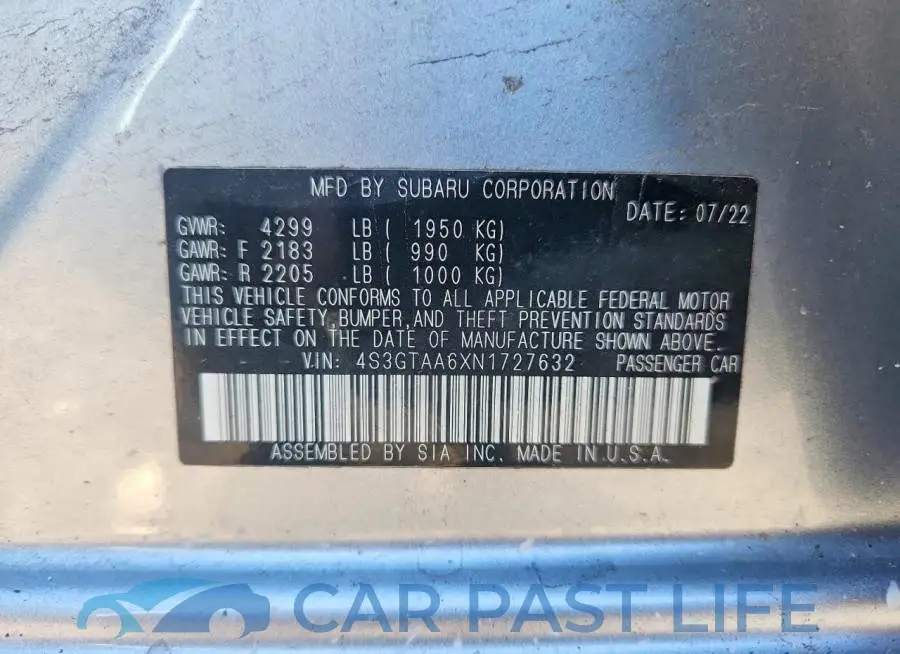 4S3GTAA6XN1727632# 12