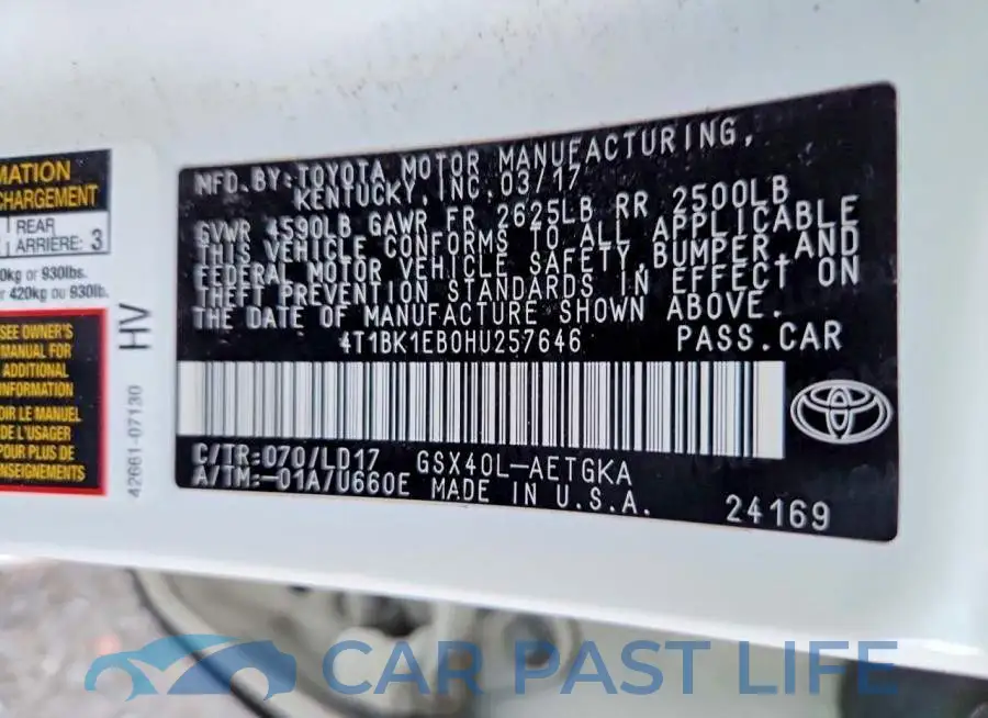 4T1BK1EB0HU257646# 12
