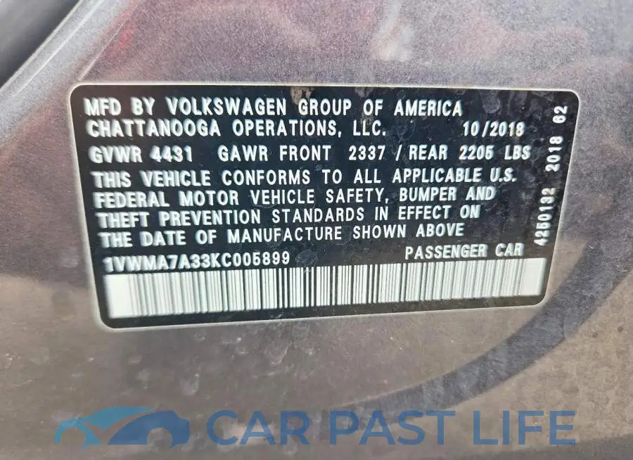 1VWMA7A33KC005899# 13