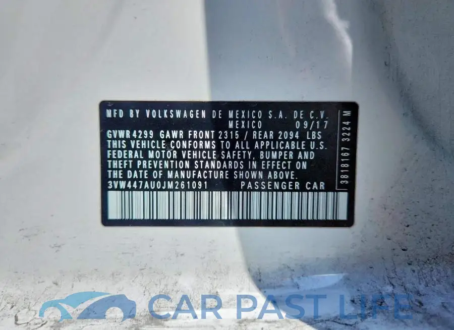 3VW447AU0JM261091# 12