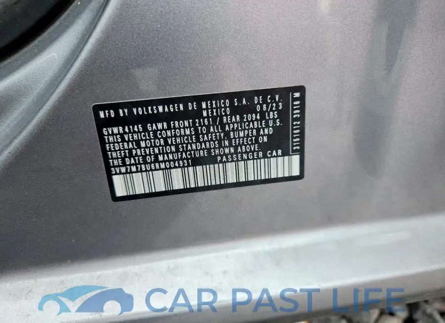 3VW7M7BU6RM004931# 12