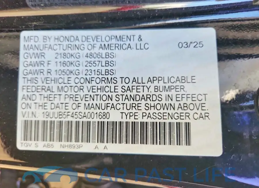 19UUB5F45SA001680# 12
