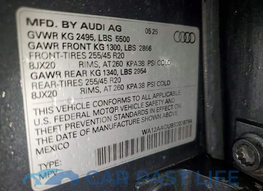 WA12AAGU9S2038784# 13