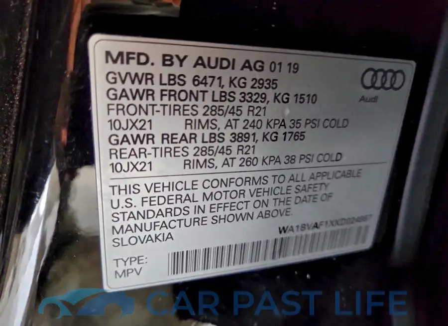 WA1BVAF1XKD024957# 12