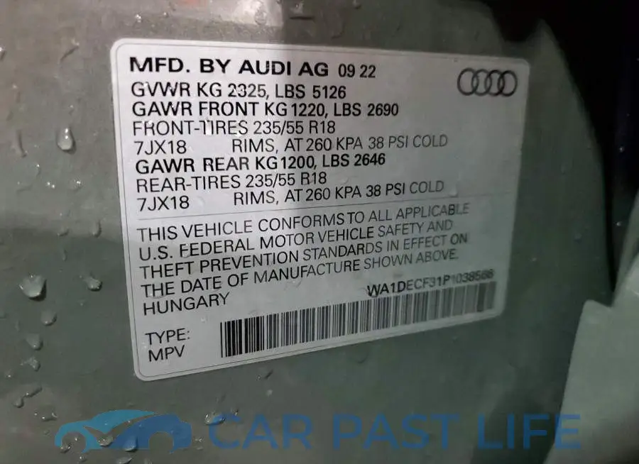WA1DECF31P1038566# 12