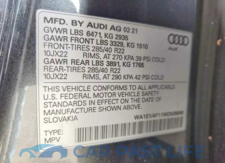 WA1EVAF11MD028069# 14