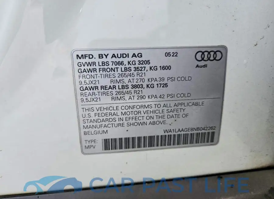 WA1LAAGE8NB042262# 13