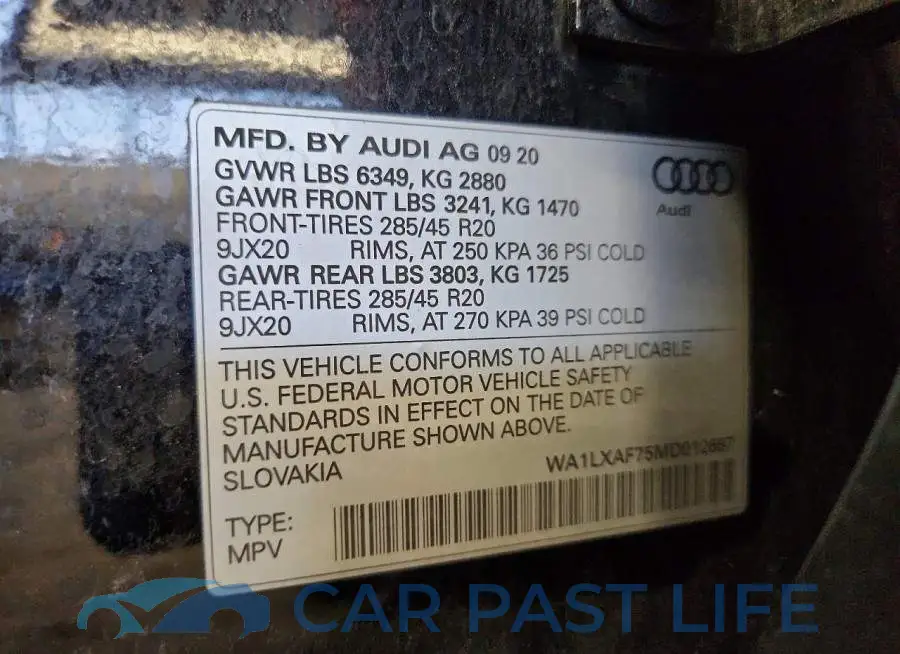 WA1LXAF75MD012687# 13