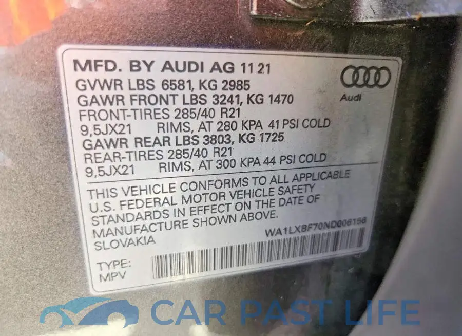 WA1LXBF70ND006156# 13