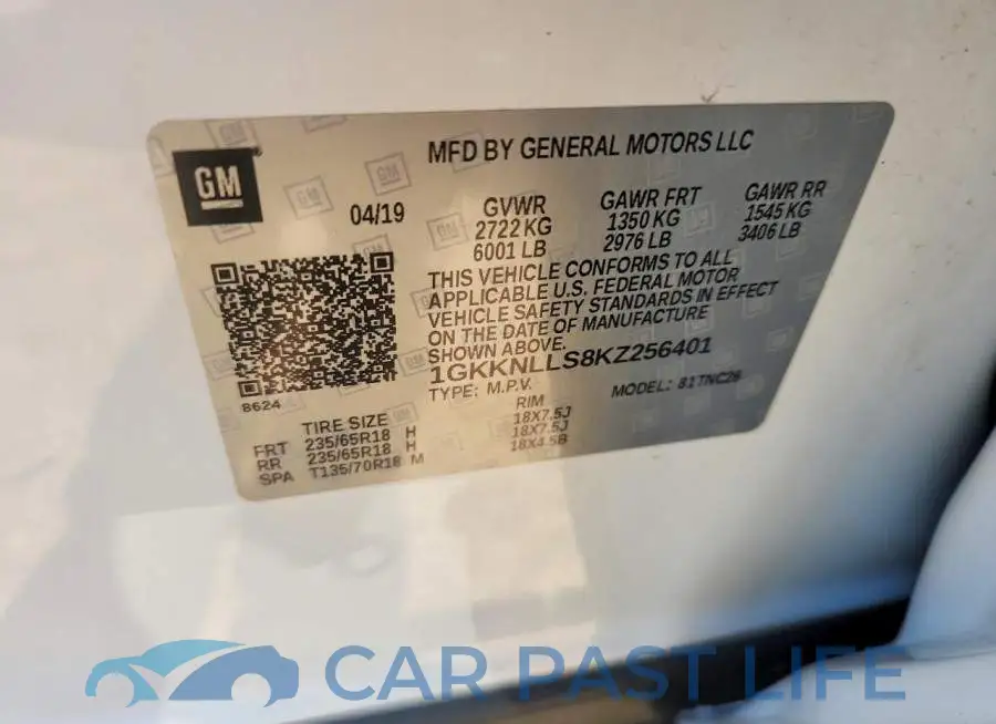 1GKKNLLS8KZ256401# 12