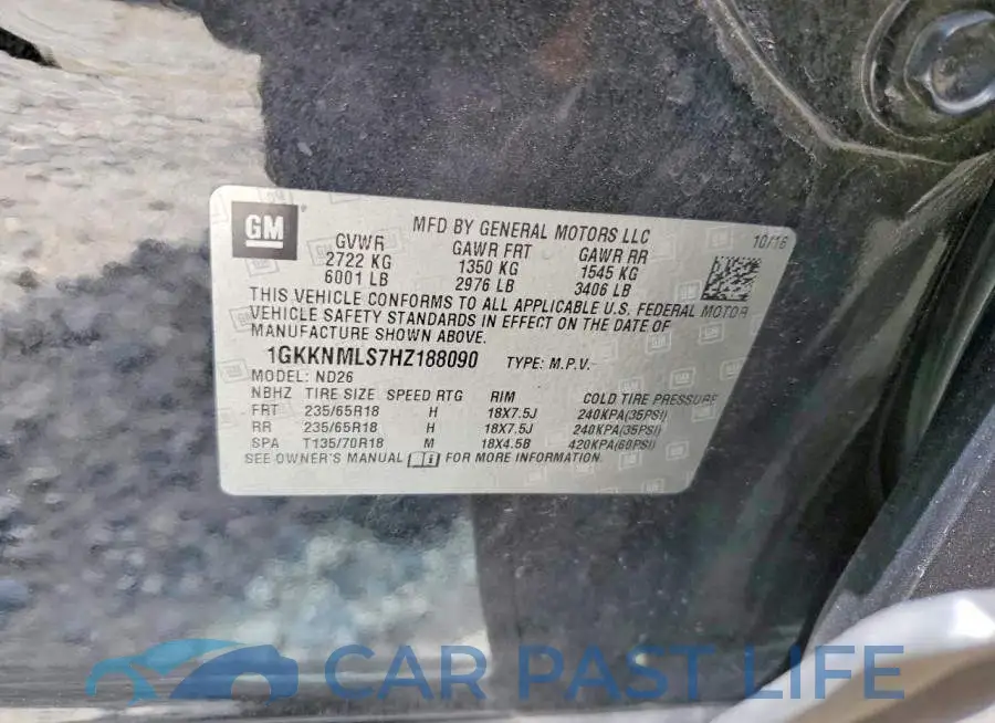 1GKKNMLS7HZ188090# 13