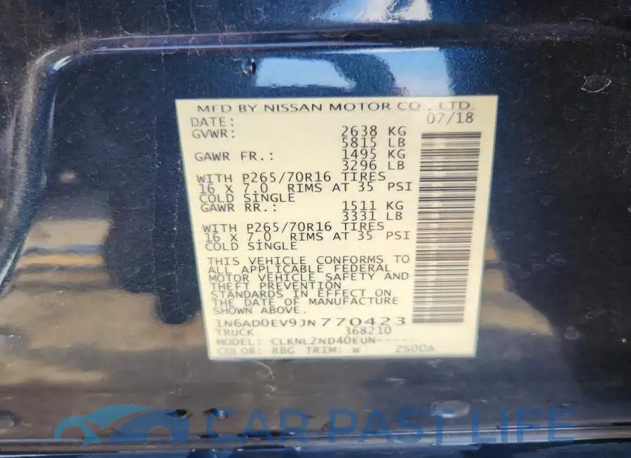 1N6AD0EV9JN770423# 13