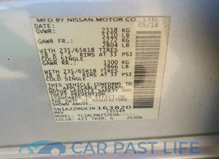 5N1AZ2MGXJN163820# 12