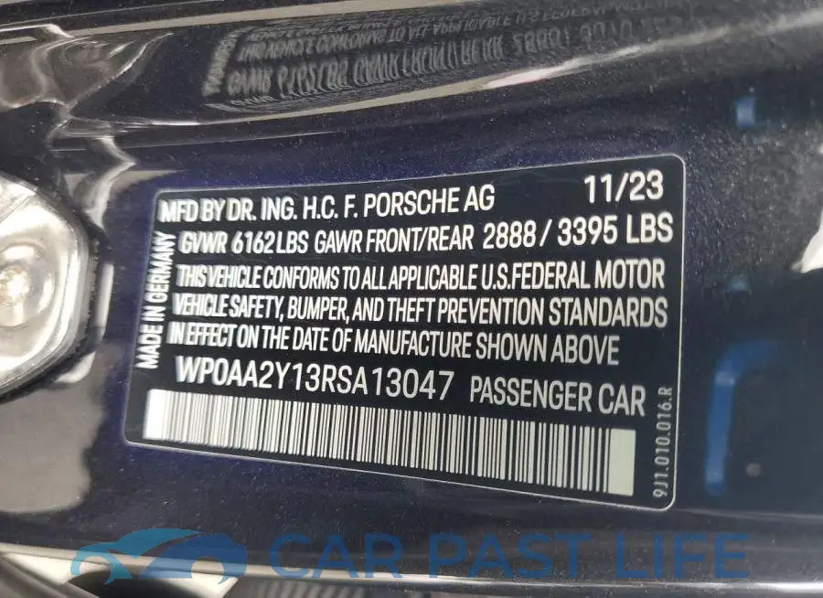 WP0AA2Y13RSA13047# 13