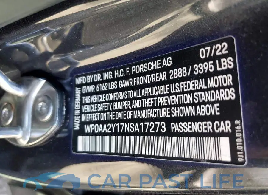 WP0AA2Y17NSA17273# 12