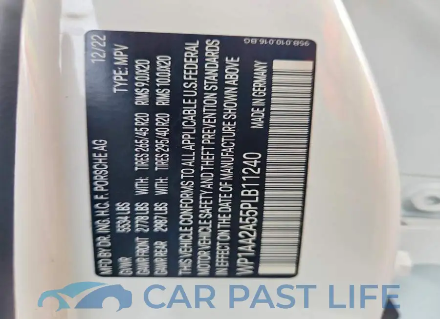 WP1AA2A55PLB11240# 13