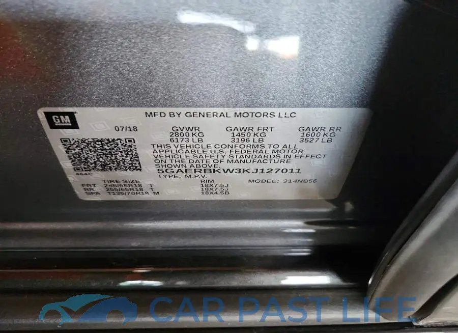 5GAERBKW3KJ127011# 13