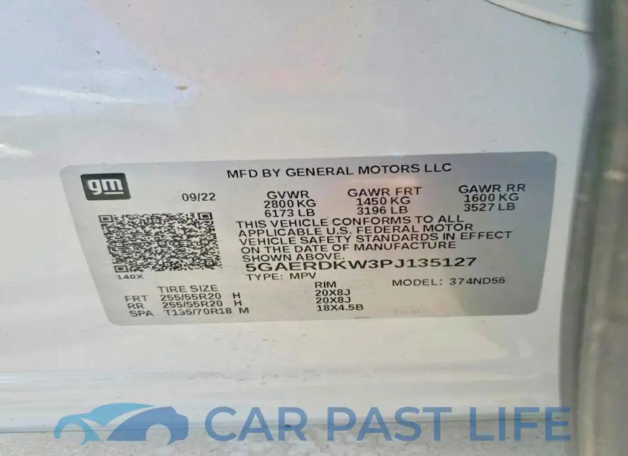5GAERDKW3PJ135127# 13
