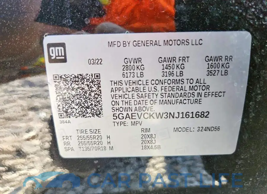 5GAEVCKW3NJ161682# 14